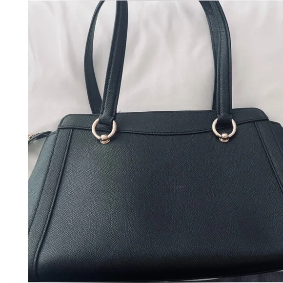 New Coach Black Leather Kailey Carryall purse bag Satchel $498 - Picture 3 of 7